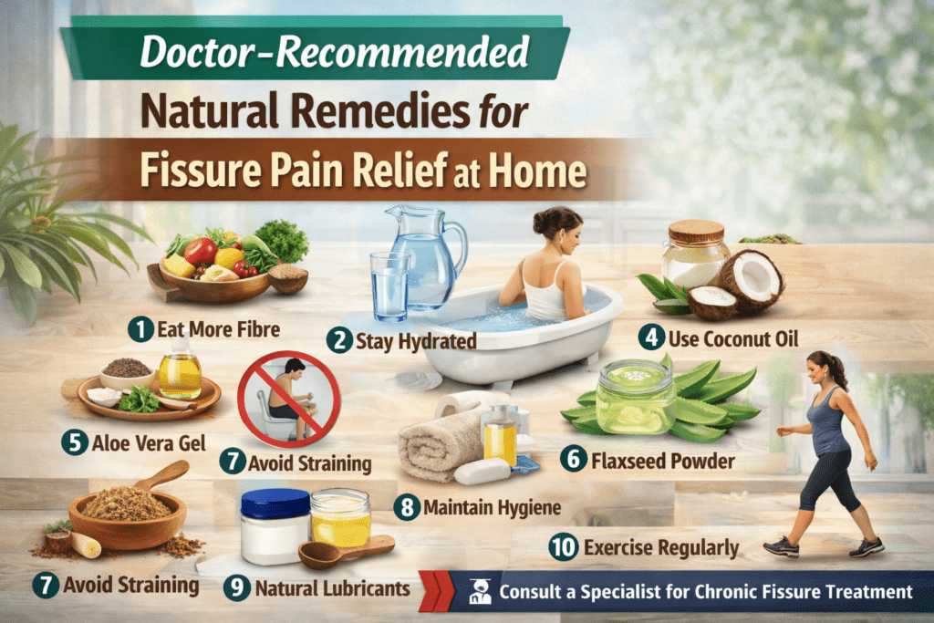 Doctor-recommended natural remedies for anal fissure pain at home.